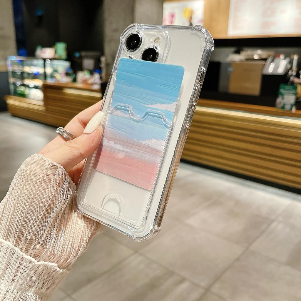 Transparent Card Slot Bag Case For iPhone 17 Air 16 15 14 13 12 11 Pro Max Mini X XR 7 8 Plus Clear Wallet Shockproof Soft Cover