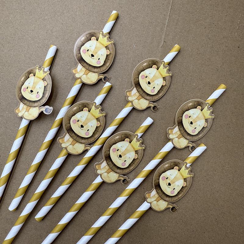 Jungle Animal Party Straws With Degradable Paper Material For Kids Celebrations
