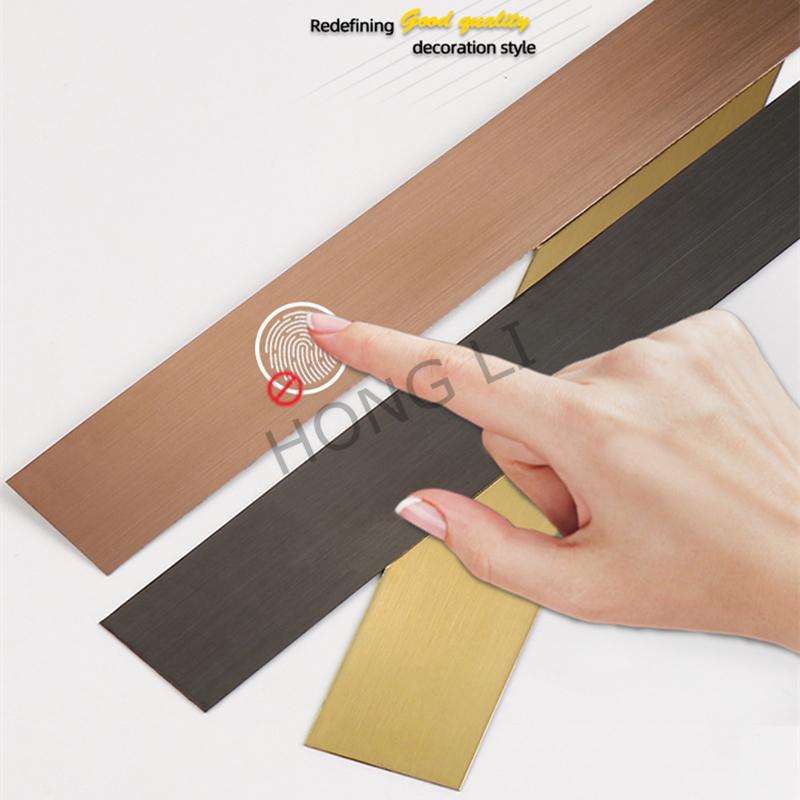 1 Rolle Goldband Edelstahl Flacher Hintergrund Wand Deckenkantenstreifen Aufkleber Wohnzimmer Dekoration Linien Möbelaufkleber