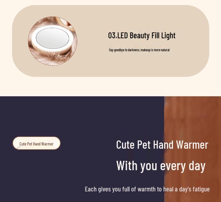 Portable Space Capsule Hand Warmer, Charger & LED Mirror