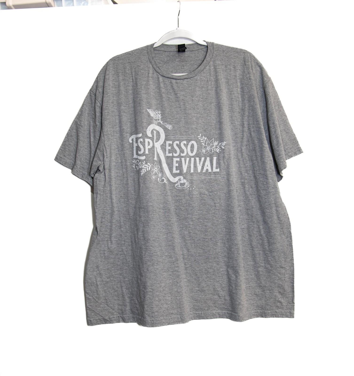 Espresso Revival Graphic Gray Short-Sleeve T-Shirt 2XL Cotton Blend Crew Neck XXXXL