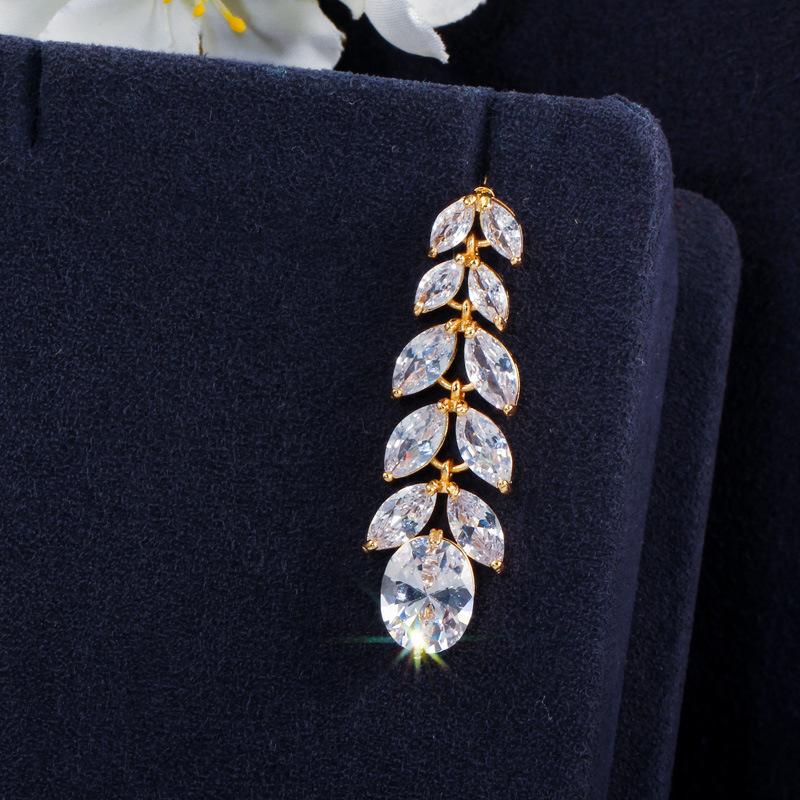 T0147 Necklace Earrings Two-Piece Set, Zircon Electroplated Platinum Set Chain Wedding Dinner Jewelry Set