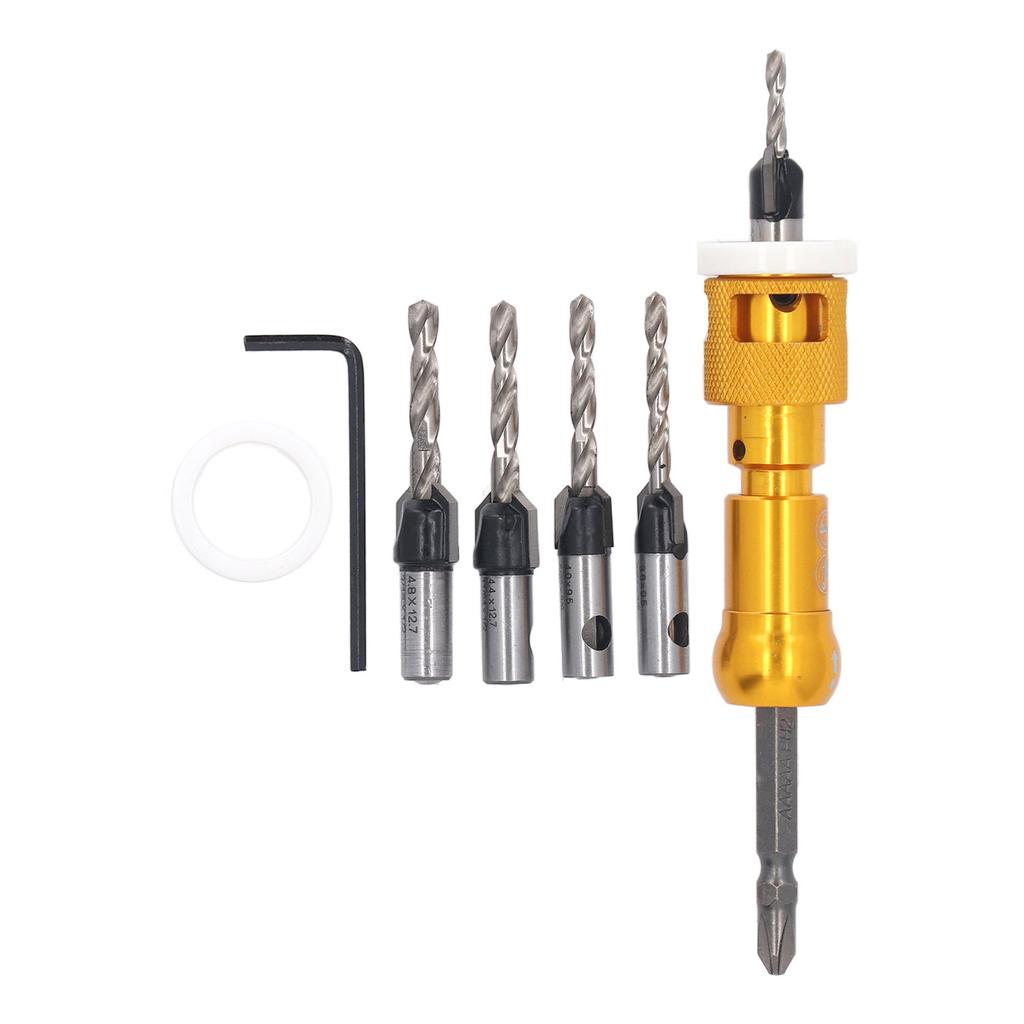 5 Pieces Countersink Drill Bits with Adjustable Depth Stop 82 Degree Screw Countersunk Drill Set for
