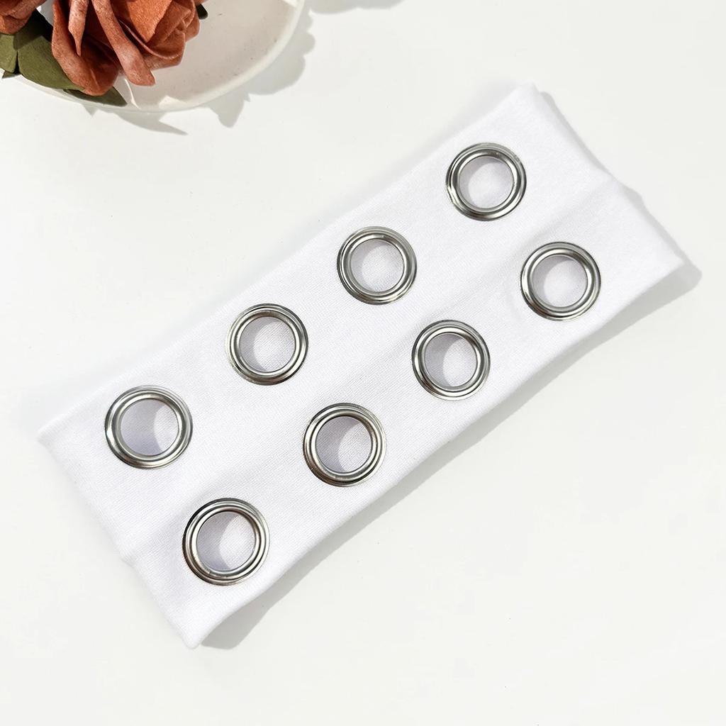 Hip-Hop punk Style Hollowed-Out Air Eye Metallic Stretch Headband for Both Men and Women, Music Festival Rock Dark Headband