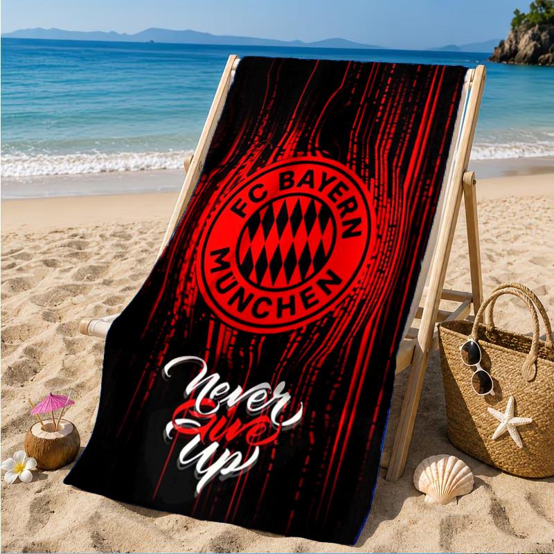 Munich FC Crest Printed Microfiber Beach Towel, Soft And Absorbent, Quick-Dry, Ideal for Summer Travel, Beach Essential, Swimming Pool
