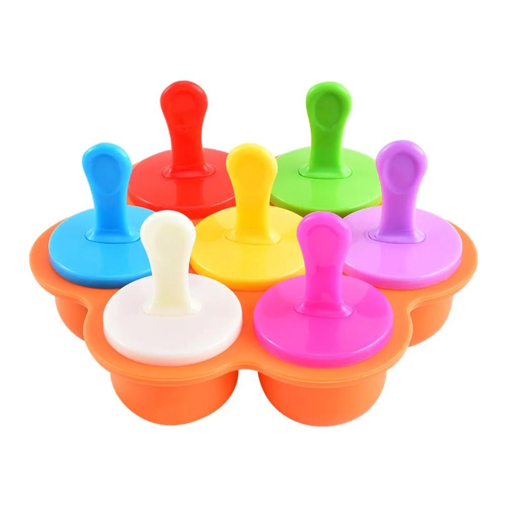 Ice Cream Mold 7 Hole Ice Cream Diy Mold Children's Popsicle Mold Food Filled Plastic Ice Tray Popsicle Mold Fruit Smoothie