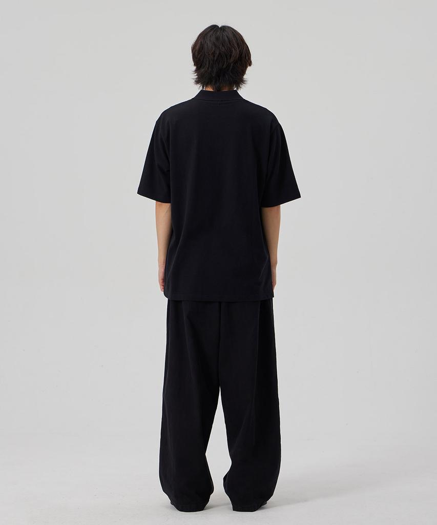 MAKEITTO Bio Washing Wide Cotton Spandex Pants_Black