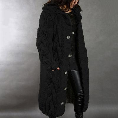 Women's Autumn Winter Long Sleeve Knitted Cardigan Coat Casual Streetwear Hooded Sweater Coat Plus Size 5XL