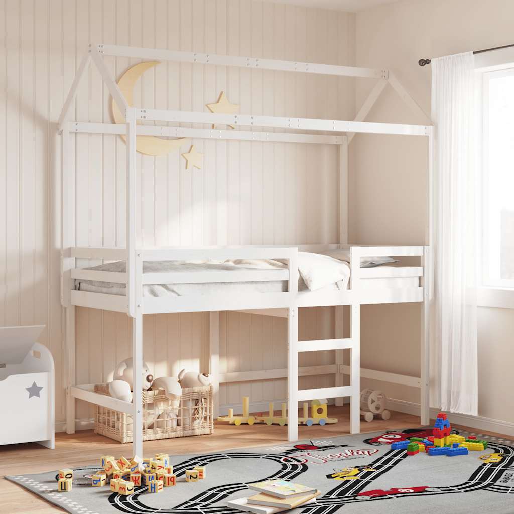 Roof for Children S Bed White 217x85.5x154 Cm Solid Pine Wood