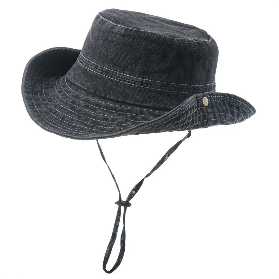 New cotton bucket hat men's and women's outdoor sun hat travel outdoor hiking hat casual denim hat