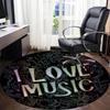 1pc Music Lovers Chair Carpet for Office, Round Polyester Mat, Indoor Decor for Office, Easycare Fabric, Washable Non-slip Area Carpet
