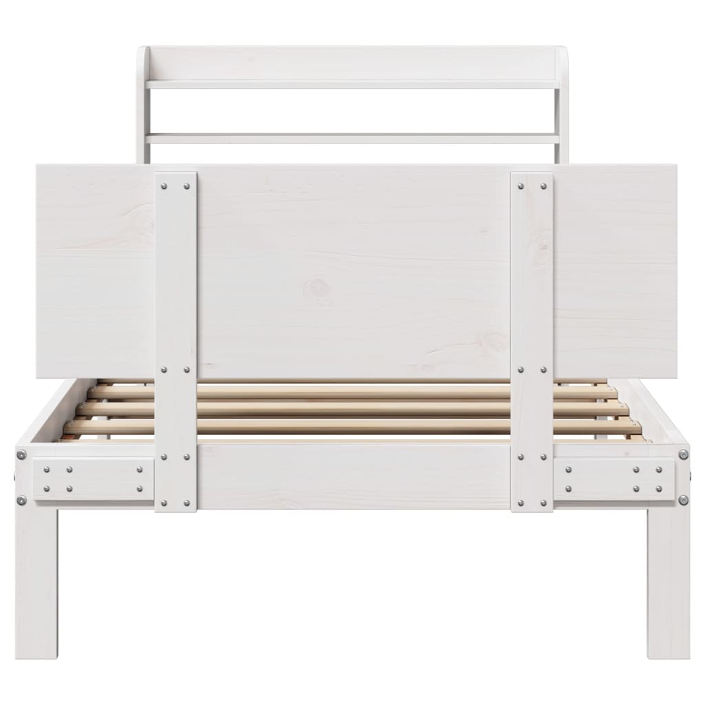 Bed Frame with Headboard Without Mattress White 90x200 Cm