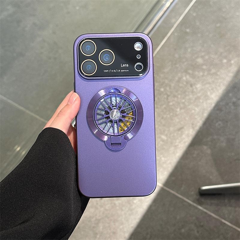 Rotating Gyro Bracket Magnetic Phone Case for iPhone 17 16 15 Plus 12 13 14 Pro Max 17 Air Magsafe Stand Lens Protection Cover
