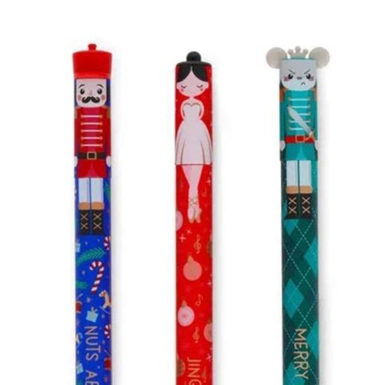 2 Pcs Christmas Erasable Gel Pens Retractable Cartoon Pens Fine Point Cute Holiday Writing Pens for School Office Kids Students Xmas Party Favors