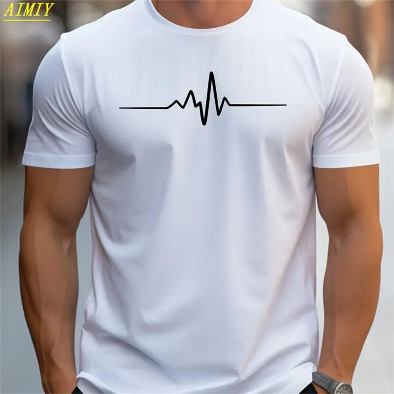 Mote Sommer 3D Stripe Bokstavtrykk Herre T-skjorte Hip Hop Trend Harajuku Streetwear Casual O-hals Oversized T-skjorter Herre Topper