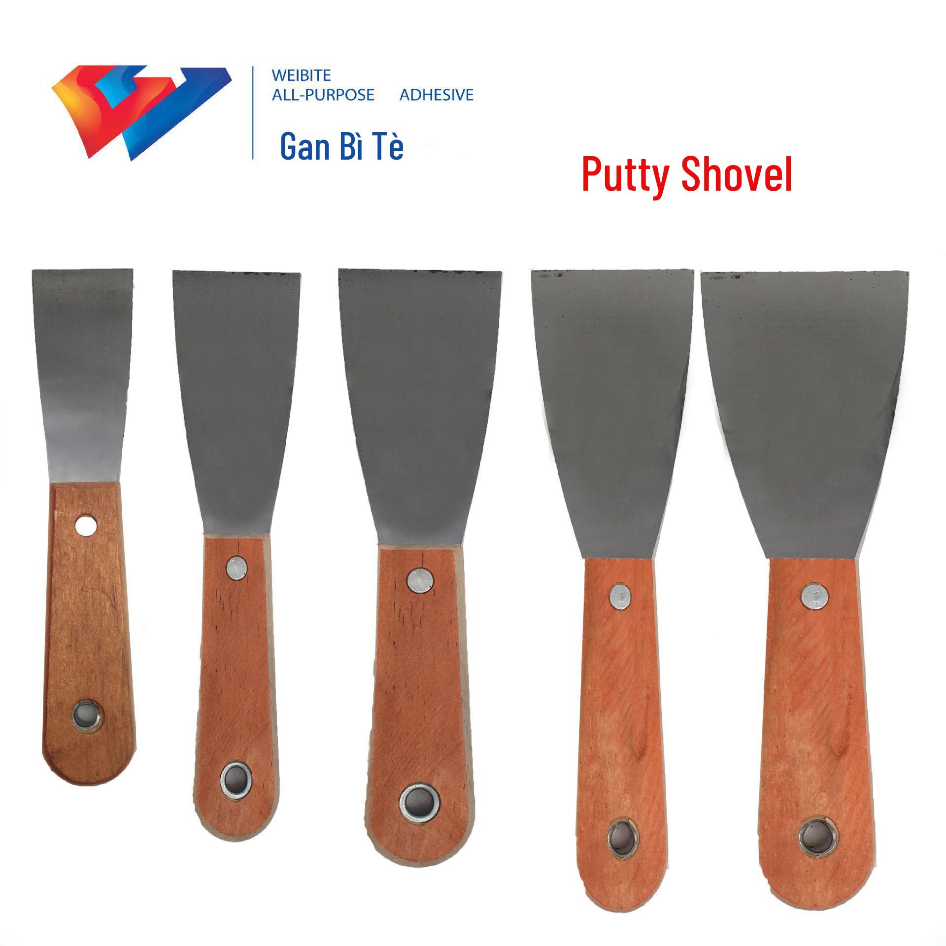 Wooden Handle Stainless Steel Putty Scraper Blade 1-inch Putty Knife