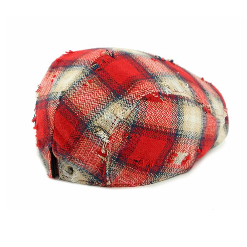 Ripple Cap Women Beret British Cap Men Retro Plaid Peaked Cap