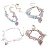 Bohemian Hand-woven Bowknot Bracelets Summer Beach Color Acrylic Pearls Heart Necklace Collar Suitable for Female