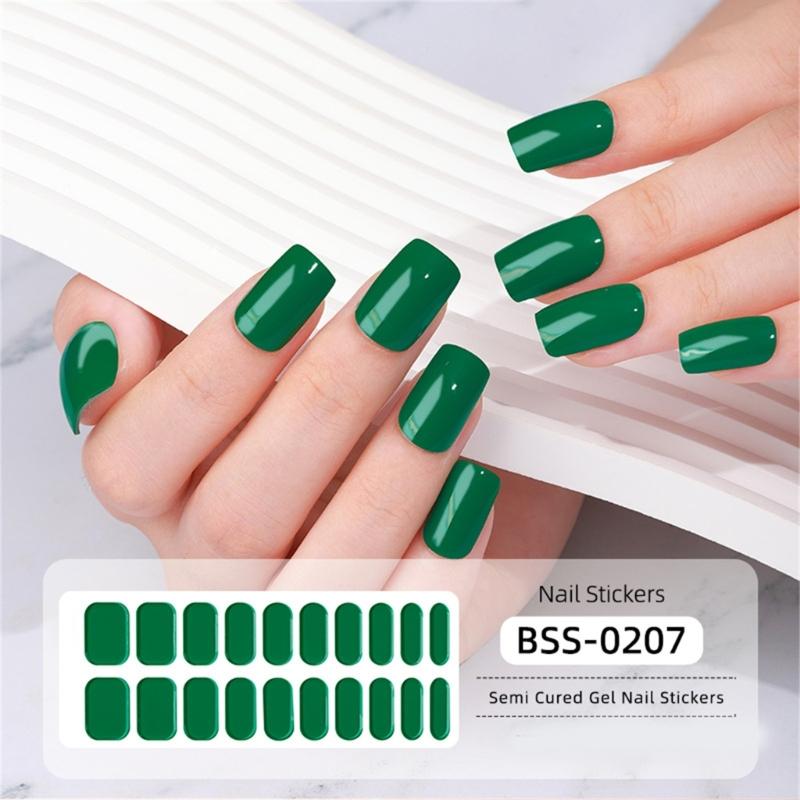 Semi Cured Gel Nail Strips Patches Sliders UV/LED Lamp Cured Adhesive Long Lasting Full Cover Gel Nail Stcikers Manicure