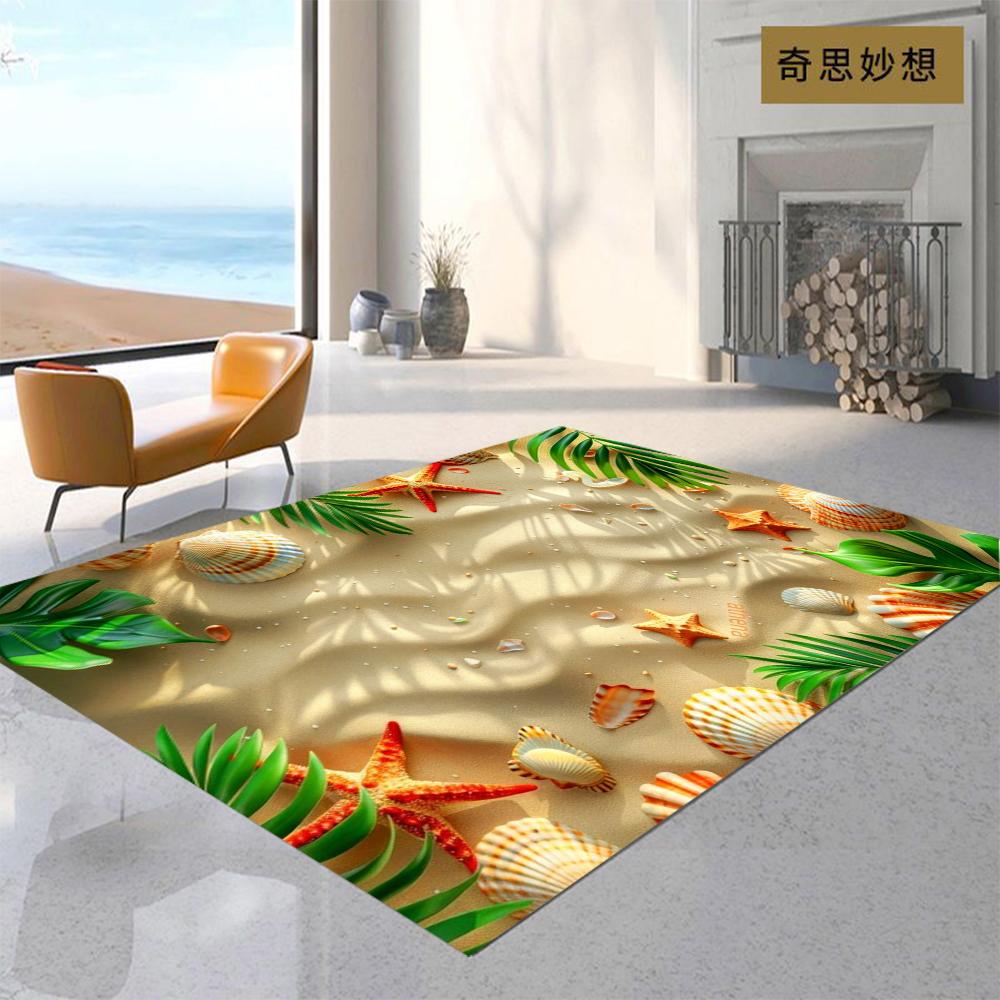 Starfish Beach Shell Sea Star Sand Carpet Rug for Living Room Bedroom Home Sofa Decoration Kids Play Non-slip Floor Mat
