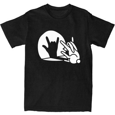 Men Cute Rabbit I Love You Ily Sign Language Deaf Hand T-Shirts Shadow Cotton Tees Beach Short Sleeve T Shirt O-Neck Tee Shirt