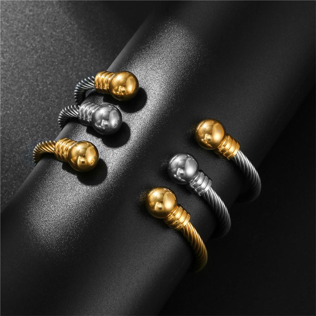 Trendy Fashion Edelstahl Drahtseil Armband Kugelkopf Titan Stahl Offenes Armband Armband