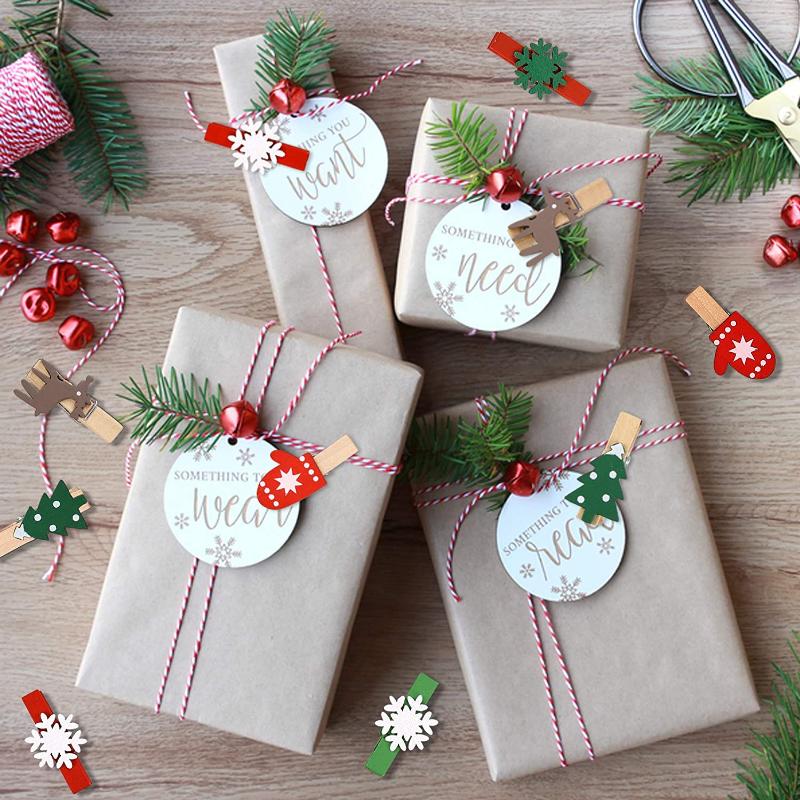 50pcs Christmas Wooden Clips New Year Party Decoration Photo Wall Clip DIY Christmas Ornaments Decorations for Home Xmas Tree