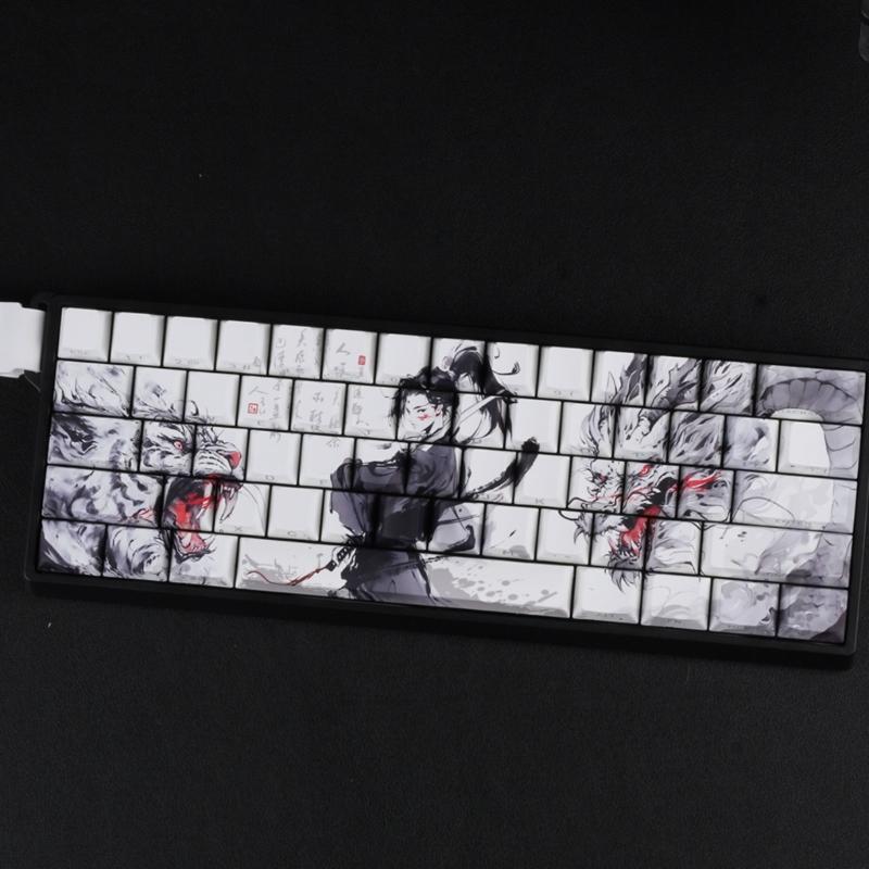 Anti Slip PBT Keycaps Dragon Theme Side Printing For Most Mechanical Keyboards 60% 68% Pattern
