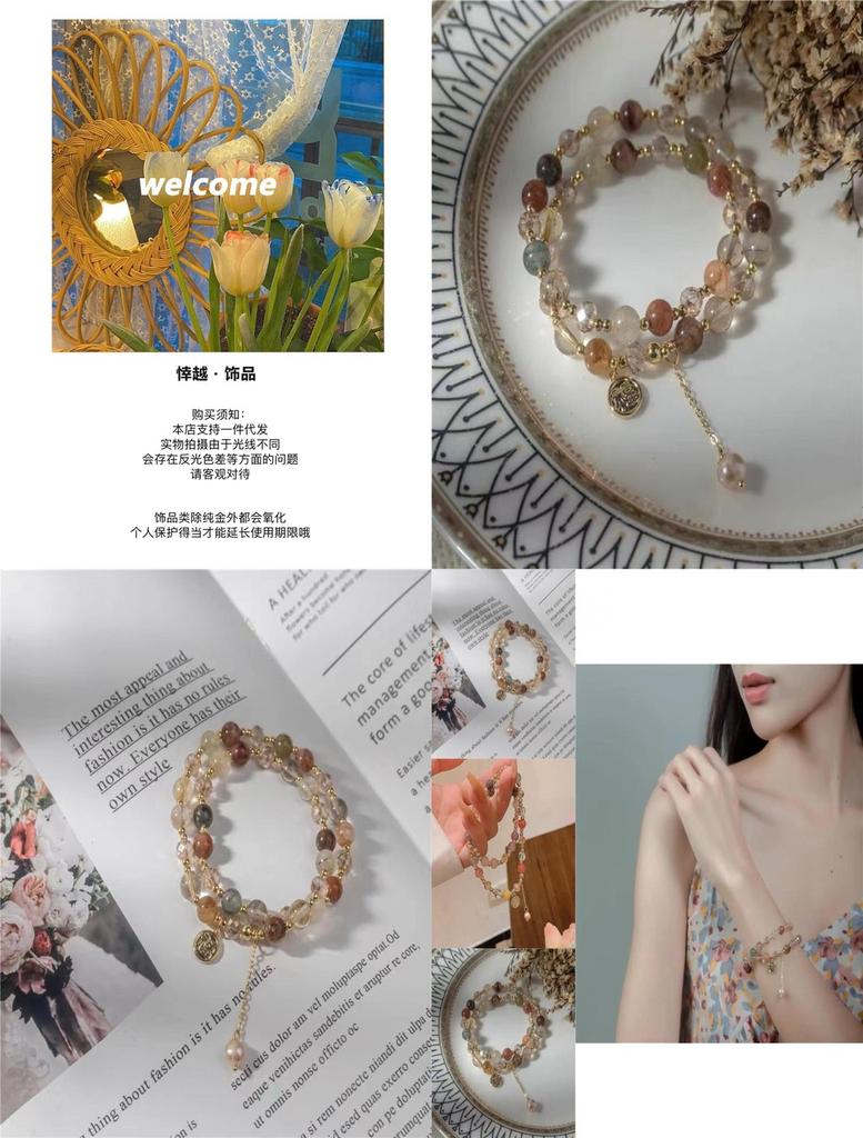 Luxurious Retro Double Layer Pearl Bracelet Feminine Artistic Jewelry Gift