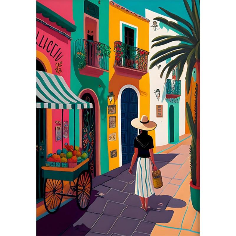 Modern Cactus Mexico Humanities Travel Landscape City Street Girls Posters Canvas Prints Art Abstract Mural Home Decor Wall Art