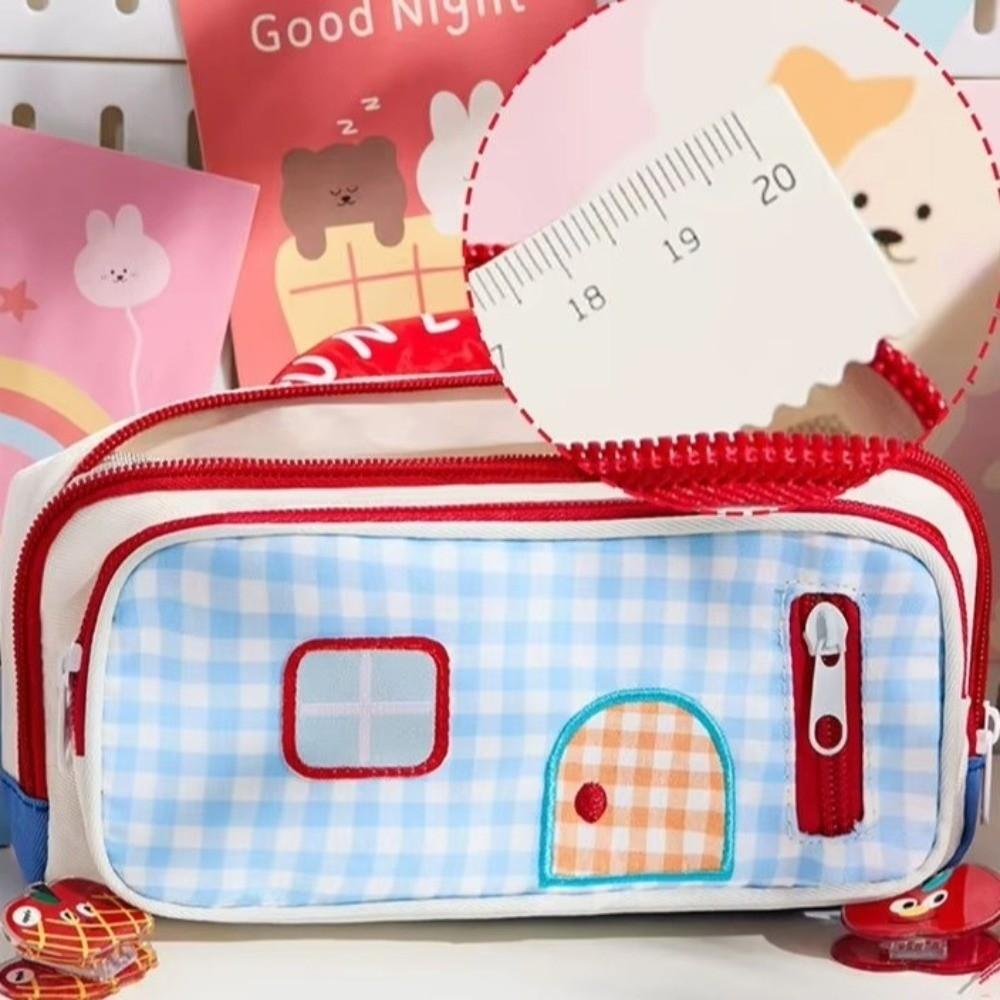 House Design Pencil Pouch Large Capacity Pen Bag Fashion Pencil Case  Student
