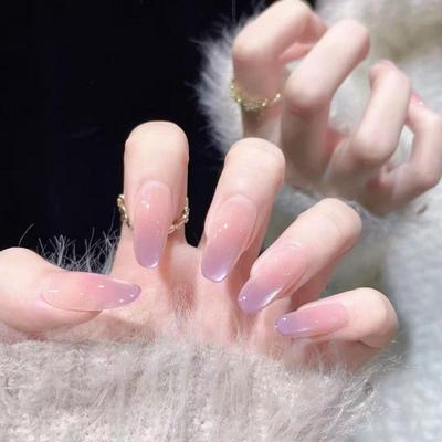 Dreamlike Violet Gradient Handmade Manicure Nail Stickers - Beautiful, Detachable, Wearable, and Complexion-Enhancing Fake Nails