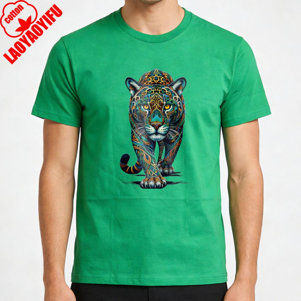 Colorful Leopard Animal Print Summer Casual Men TShirt Cotton Slim Fit Fashion Aesthetic Gift for Him Wild Nature Design Tops