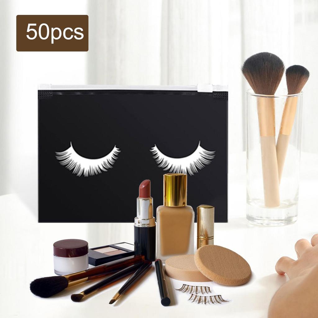 Stylish 50 Count Lash Bags Cute Eyelash Makeup Bags with Zipper
