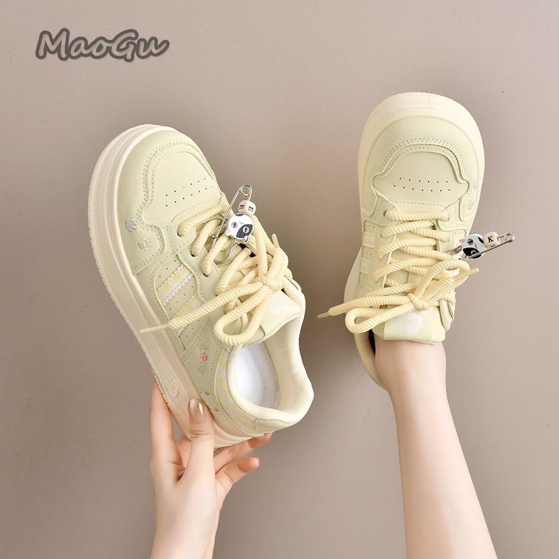 Fashion Thick Sole Women's Vulcanize Shoes Cute Cat's Paw Flat Lace Up Sneakers Korea Style Chic Ladies Casual Shoes School Walking