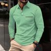Men S Long Sleeve Polo Shirt Casual Patch Pocket Collared