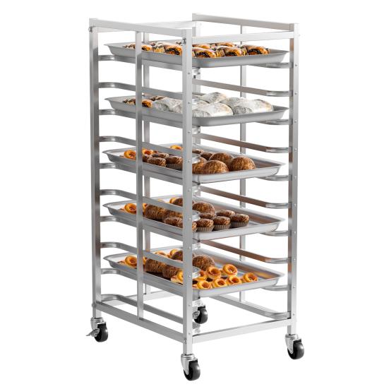 Estante de Acero Inoxidable para Hornear de 10 Niveles con Ruedas, Carrito para Bandejas Comercial, Soporte Móvil y Desmontable para Panadería para Horno Panadería Pastelería, 33 libras por Estante,