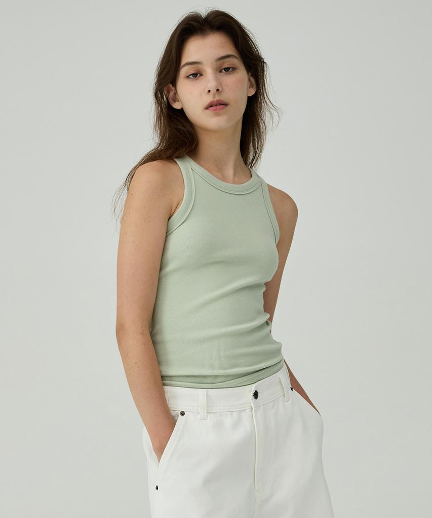 MAGOODGAN Sliver 3905 Soft Ribbed Sleeveless Olive Tee