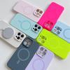 Fashion Bright Fluorescent Liquid Silicone Magnetic For Magsafe Case For iPhone 16 15 14 13 Pro Max Plus Wireless Charge Cover