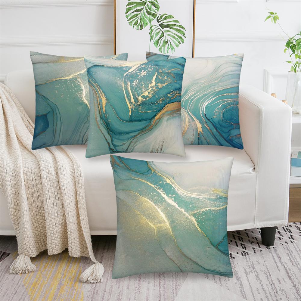 Abstract Marble Pattern Throw Pillow Case Cushion Cover Turquoise Aqua Pillowcas For Couch Sofa Bed Chair No Pillow Core Needed