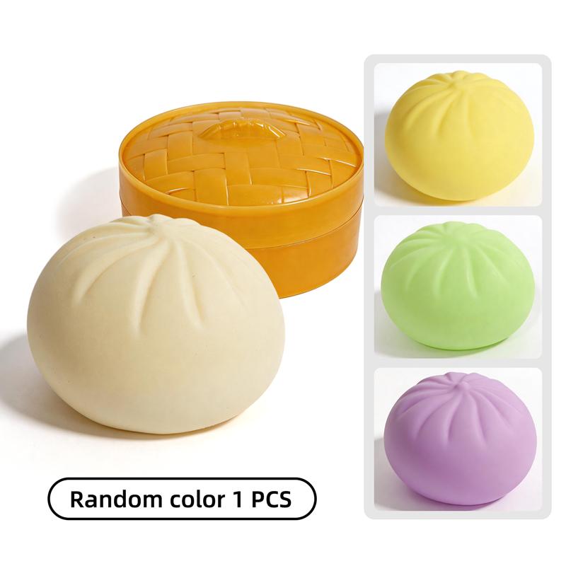 

Creative Colorful Steamed bun Squishes Stress Balls Fidget Sensory Toys Simulation Food Squishies Bun with Steamer Squeeze Ball