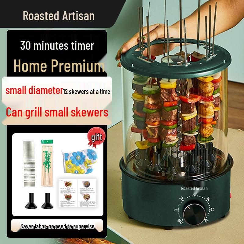 2025 Smokeless Electric BBQ Skewer Machine: Automatic Rotating Indoor Grill for Lamb and More