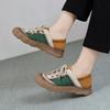 Johnature Genuine Leather Mixed Colors Casual Shoes Versatile Soft Soled Lace-up Flat Women's Shoes