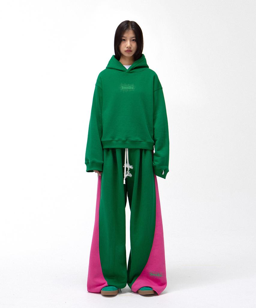 Diploma Embroidered Half Crop Hoodie - Green