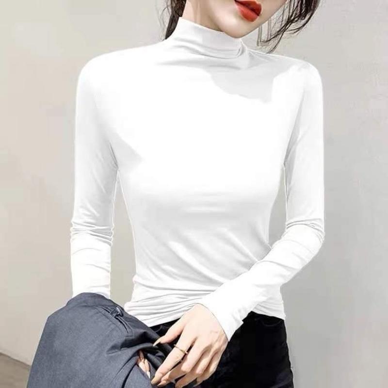 Long Sleeve T Shirt Thermal Women Cotton Elastic Basic Casual Velvet Tops Women Basic T-shirt Casual Tops Women