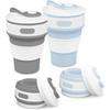 Foldable Cups, 2 Portable Silicone Cups, Travel Coffee Cups, Reusable Foldable Travel Cups, Camping Cups with Lids and Flip Lids