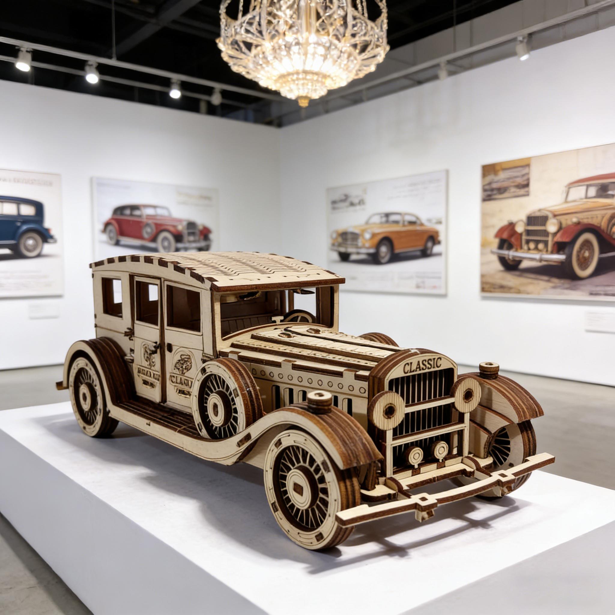 

1 Wooden DIY Vintage Car Creative 3D Puzzle Ideal as a holiday present or home decor great for daily use perfect for gifting белый