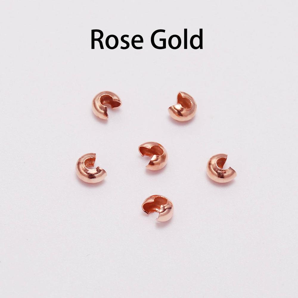 50-100pcs 3 4 5 Mm Gold Crimp Round Covers End Beads Bracelet Necklace Stopper Spacer Beads For DIY Jewelry Making Accessories