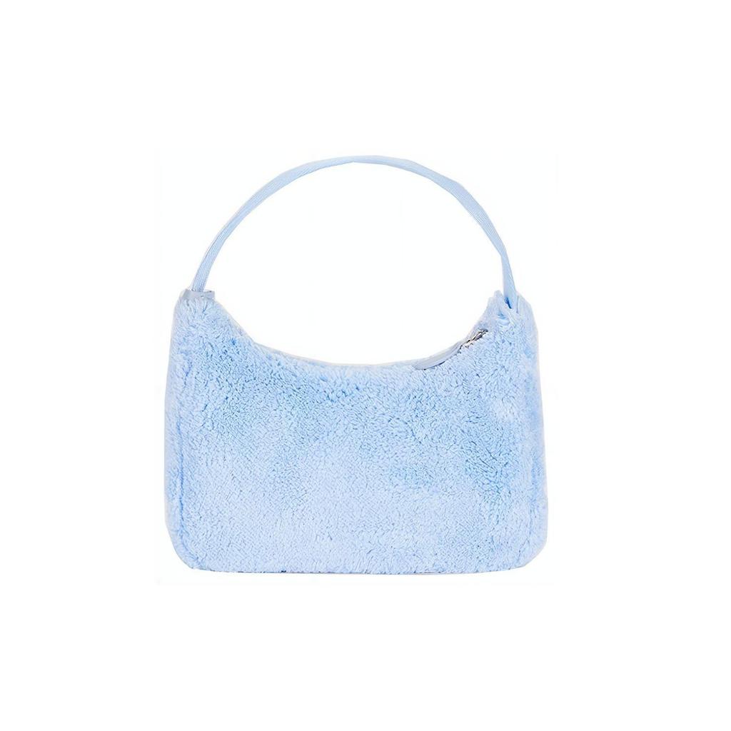 Prada Re-Edition Embroidered Logo Accent 2000 Soft Terry Fabric Hobo Shoulder Bag Mini Women bags Light-Blue Black 1NE515_2DXO_F0D4O