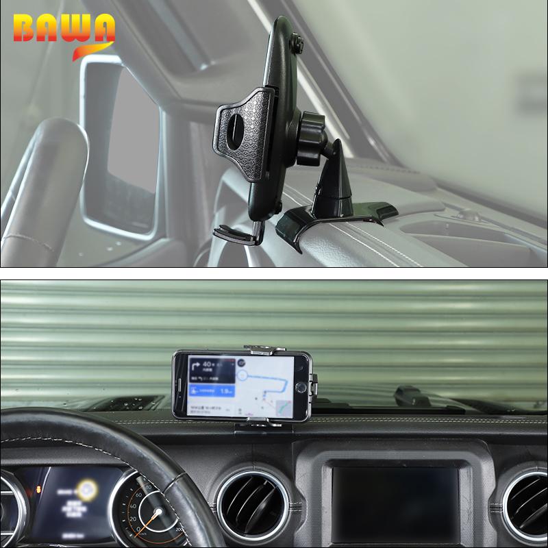 BAWA Car Adjustable Mobile Phone Holder GPS Stand Braket Mount Accessories For Jeep Wrangler JL JT 2018 2019 2020 2021 2022 2023